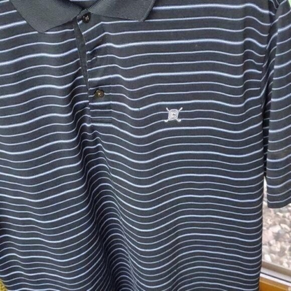 Chaps Golf Stay Dry Embroidered Blue Striped Short Sleeve Polo Sz XL Shirt - Picture 4 of 11